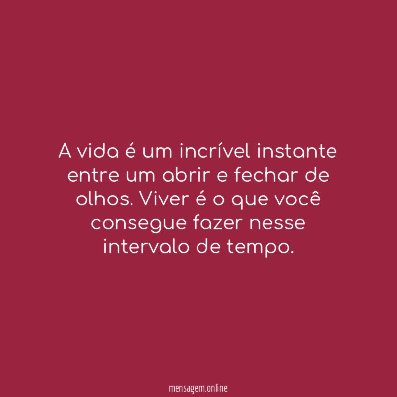 A vida é um incrível instante entre um
