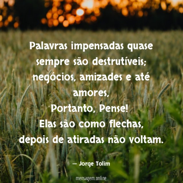 Palavras impensadas quase sempre são destrutíveis