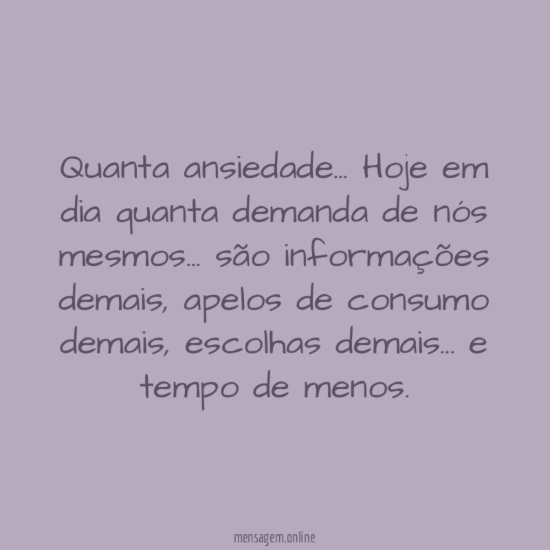 Quanta ansiedade