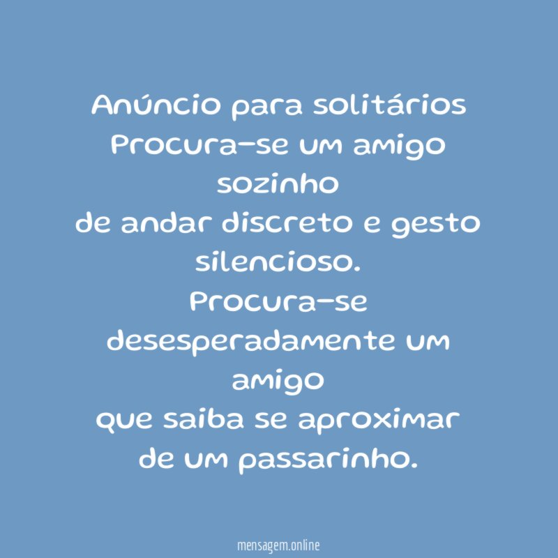 Anúncio para solitários