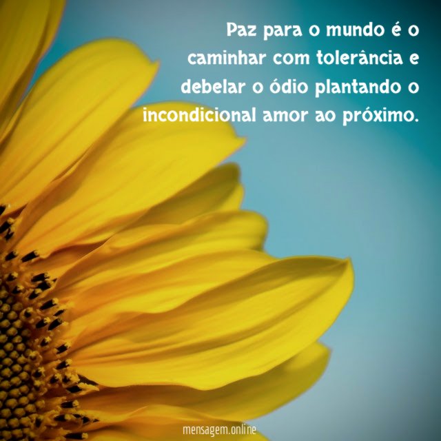 Paz para o mundo é o caminhar com