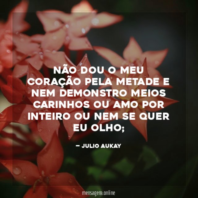 Não dou o meu coração pela metade