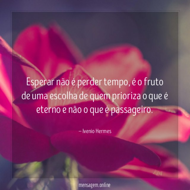 Esperar não é perder tempo