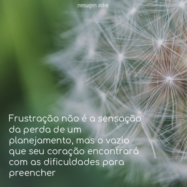 Frustração não é a sensação da perda de um planejamento