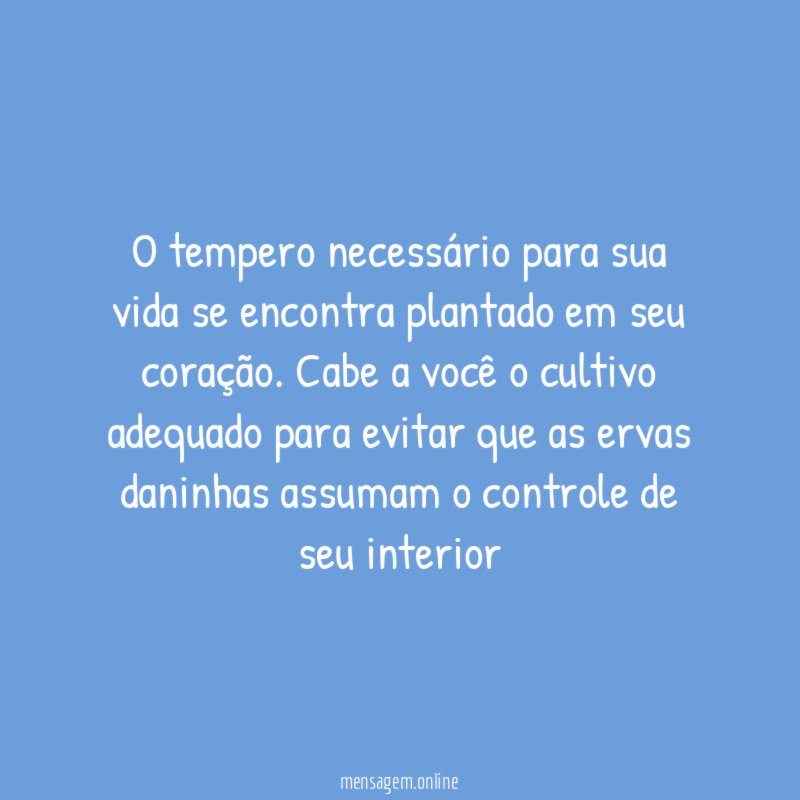 O tempero necessário para sua vida se encontra