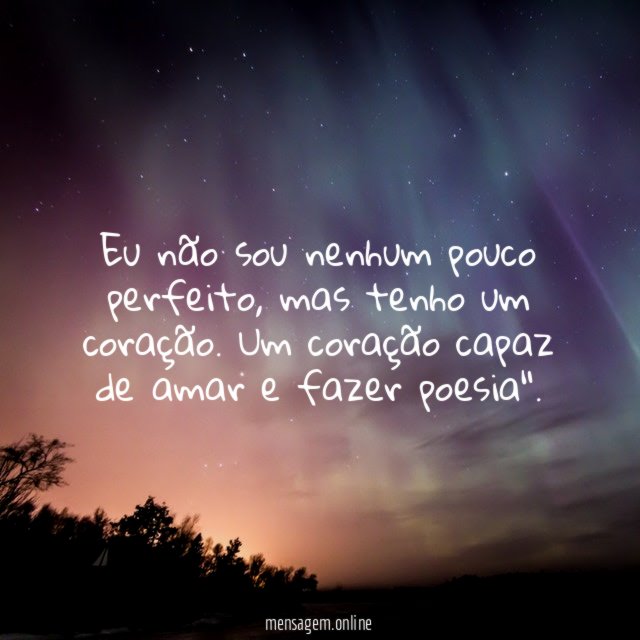 Eu não sou nenhum pouco perfeito
