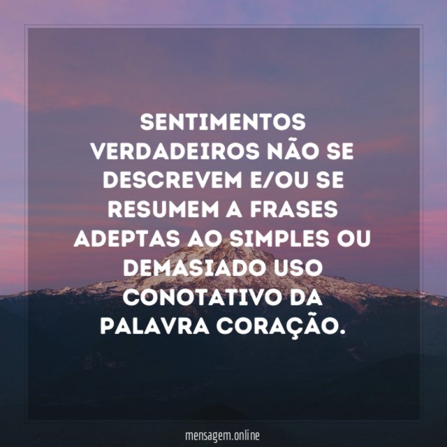 Sentimentos verdadeiros não se descrevem e/ou se resumem