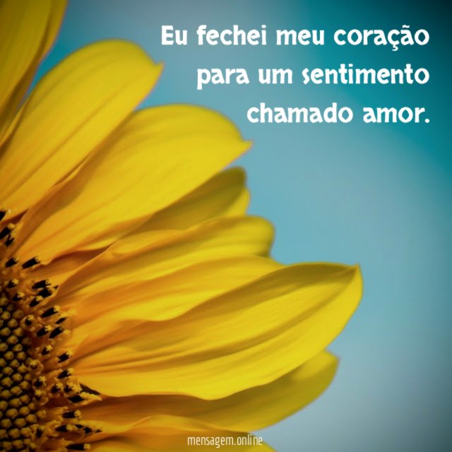 Eu fechei meu coração para um sentimento chamado amor