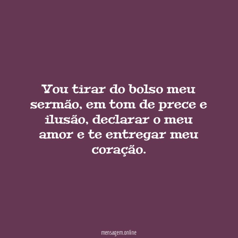 Vou tirar do bolso meu sermão