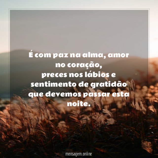 É com paz na alma