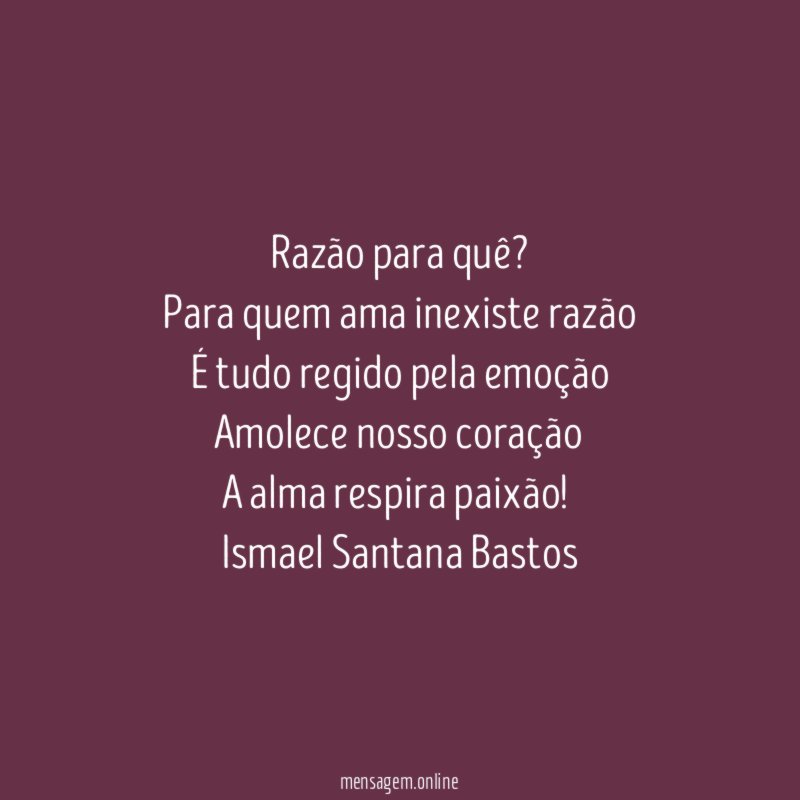 Razão para quê?