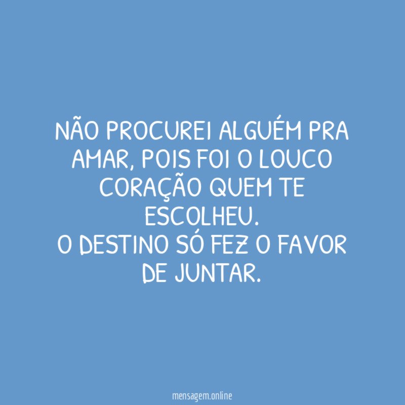 Não procurei alguém pra amar