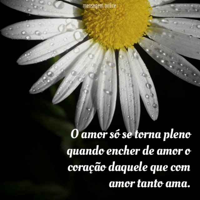 O amor só se torna pleno quando encher