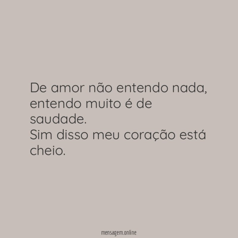 De amor não entendo nada