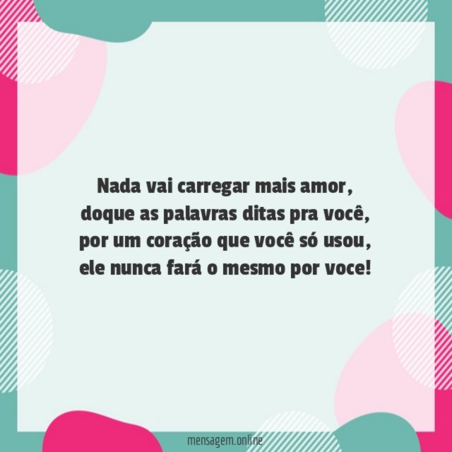 Nada vai carregar mais amor
