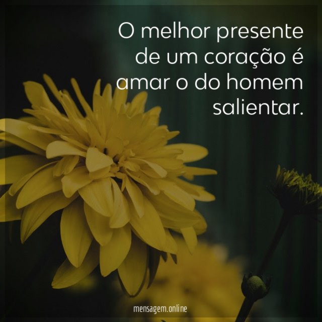 O melhor presente de um coração é amar o do homem salientar