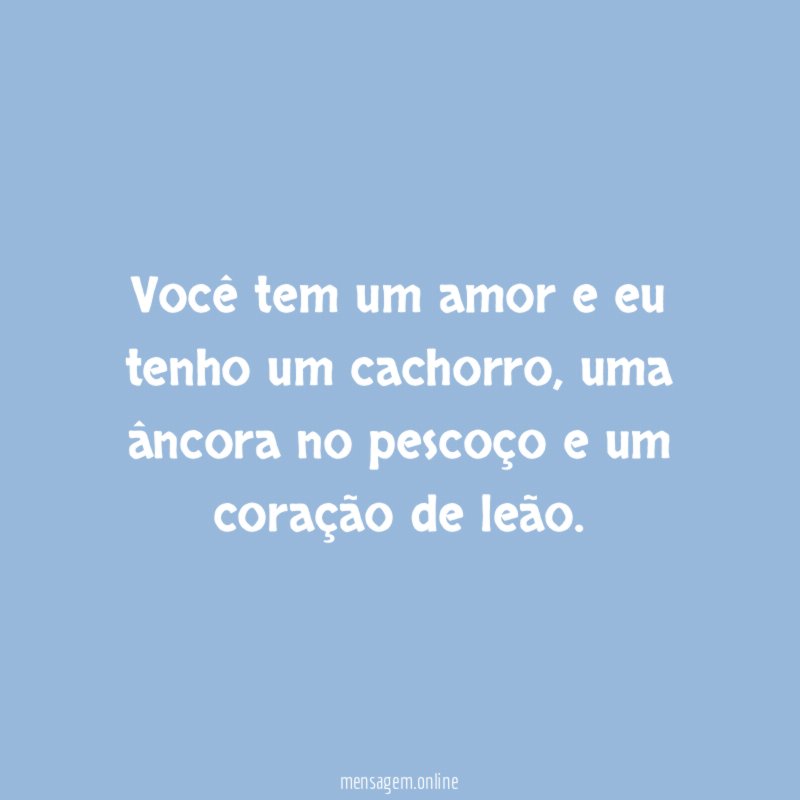 Você tem um amor e eu tenho um cachorro