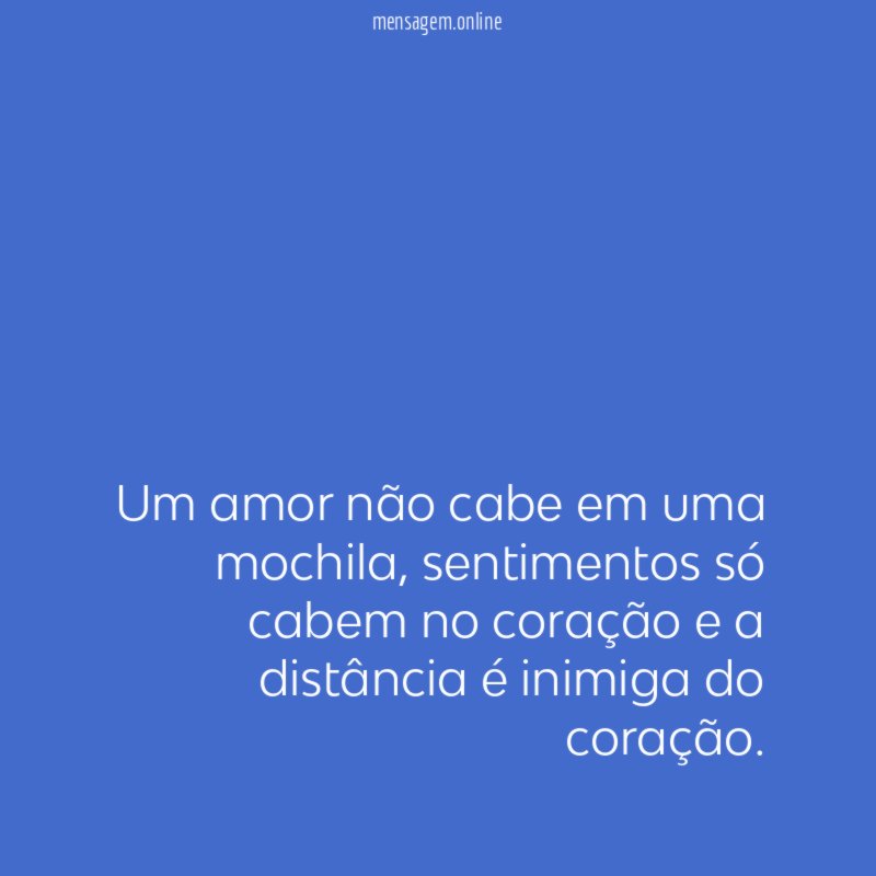 Um amor não cabe em uma mochila