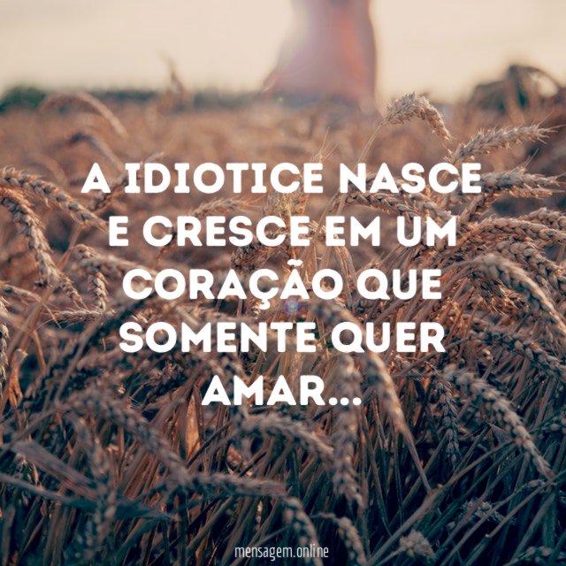 A idiotice nasce e cresce em um coração