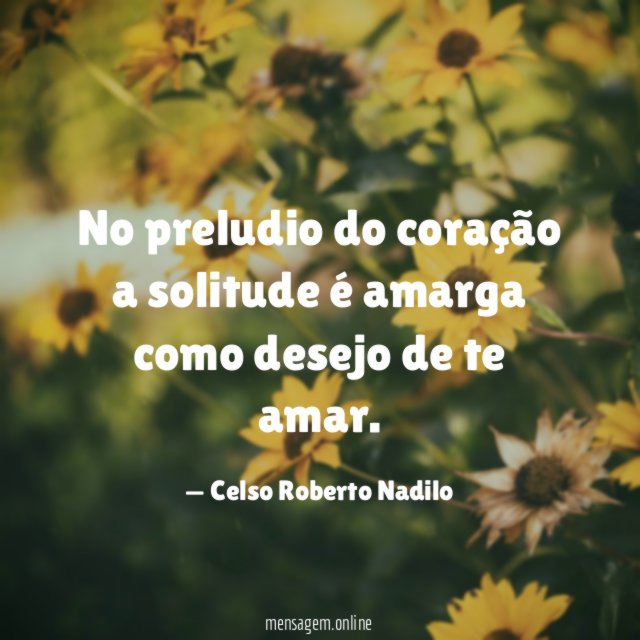 No preludio do coração a solitude é amarga
