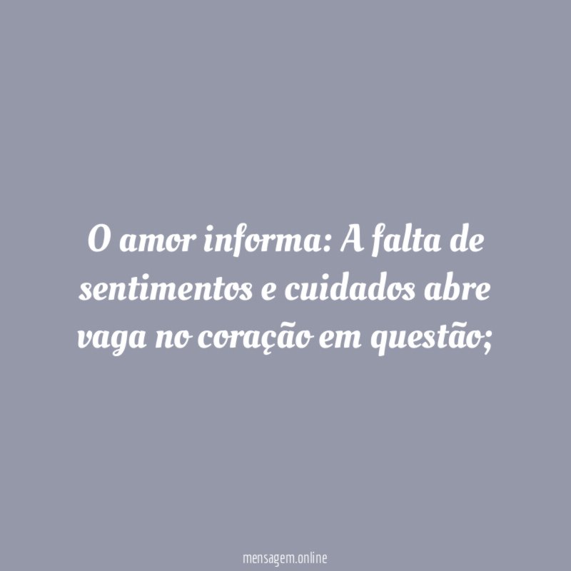 O amor informa