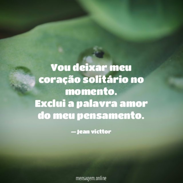 Vou deixar meu coração solitário no momento
