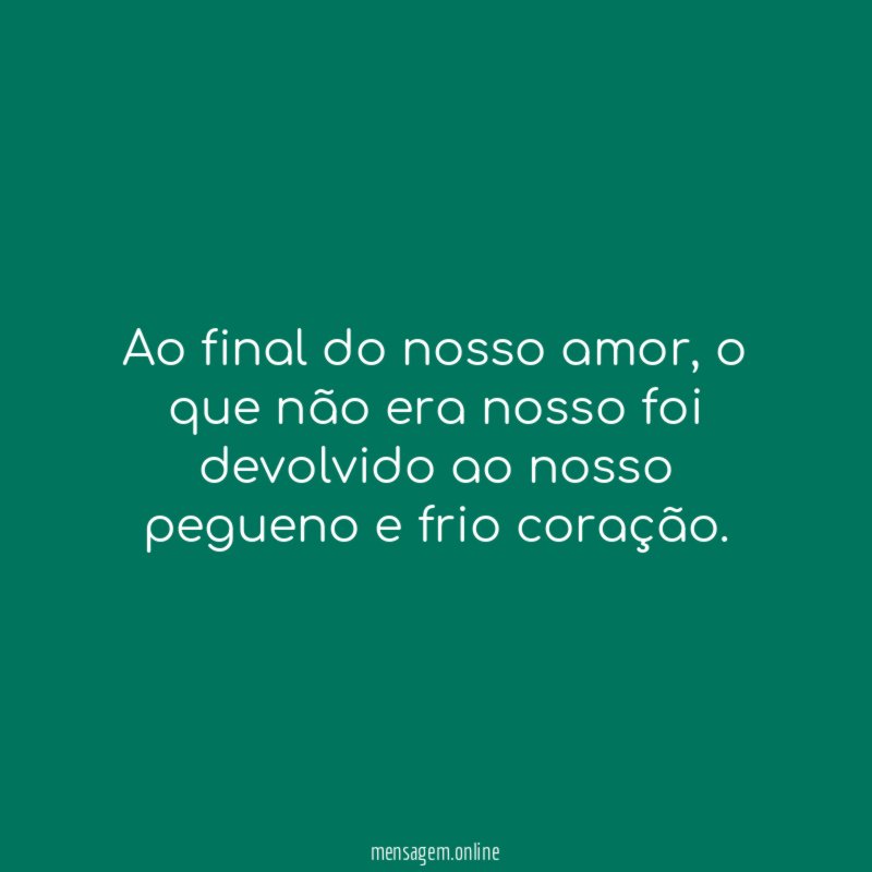 Ao final do nosso amor