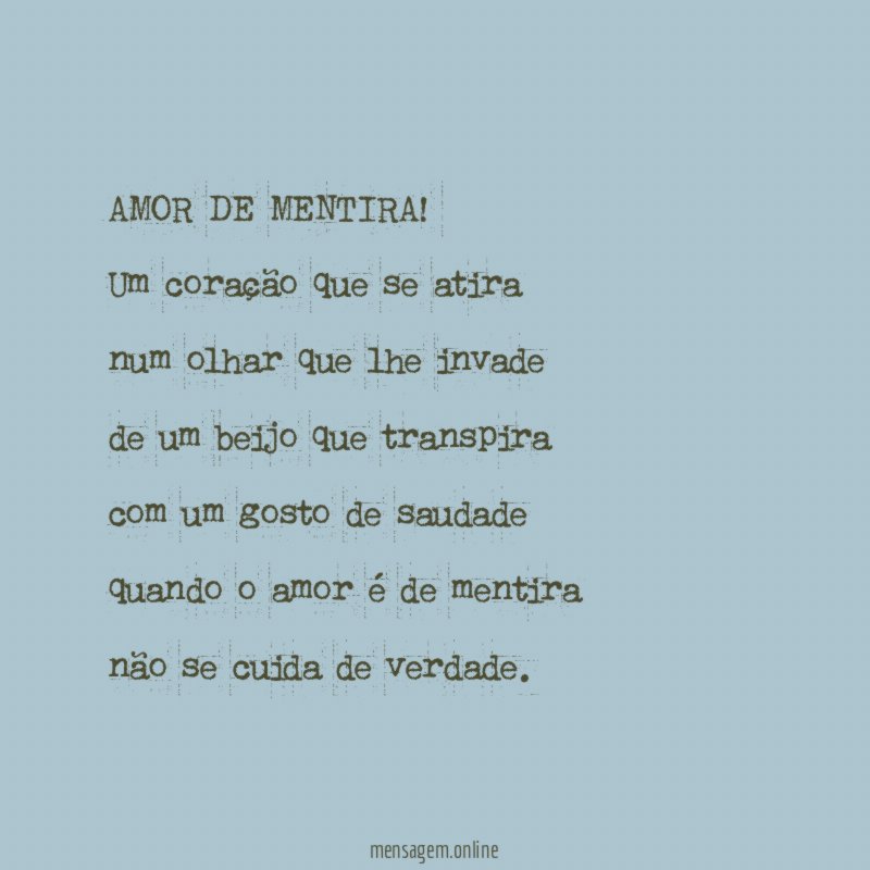 AMOR DE MENTIRA!