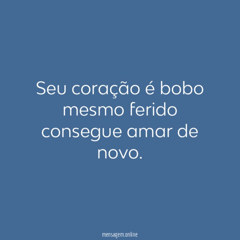 Seu coração é bobo mesmo ferido consegue amar de novo