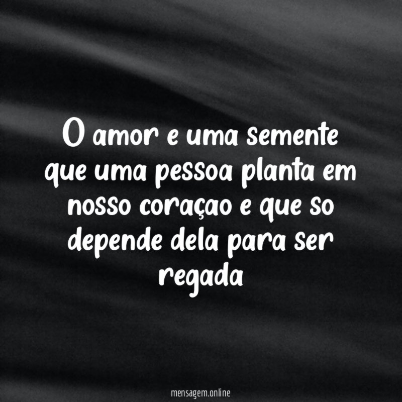 O amor e uma semente que uma pessoa