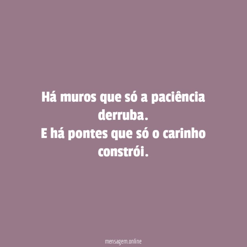 Há muros que só a paciência derruba