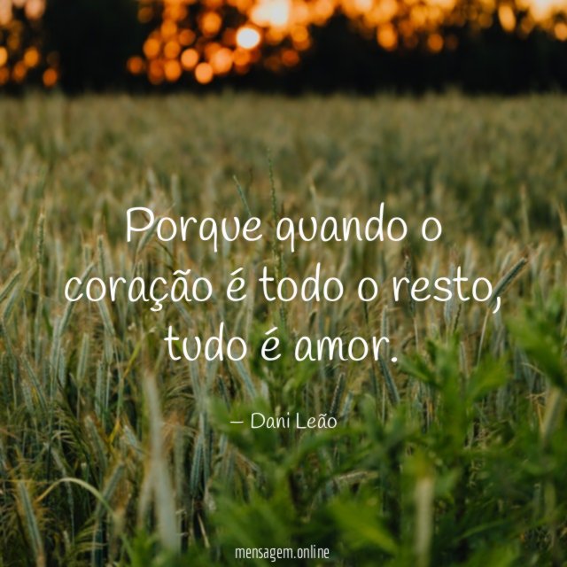 Porque quando o coração é todo o resto
