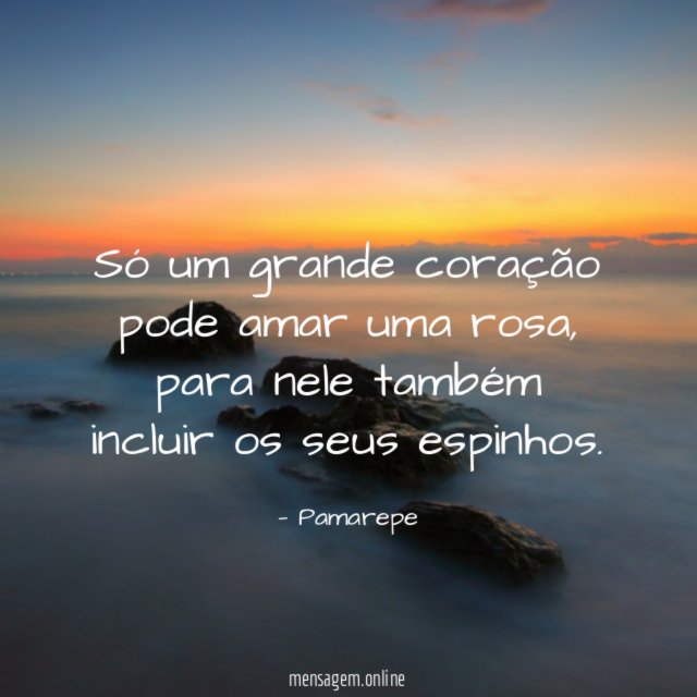 Só um grande coração pode amar uma rosa