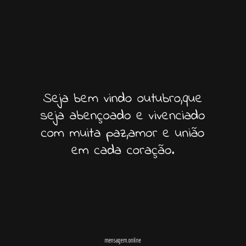 Seja bem vindo outubro