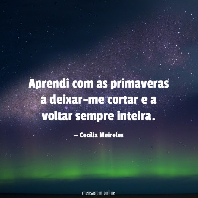 Aprendi com as primaveras a deixar-me cortar e a voltar sempre inteira