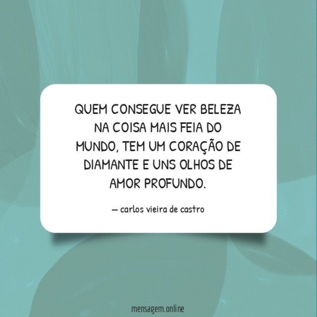 QUEM CONSEGUE VER BELEZA NA COISA MAIS FEIA DO MUNDO