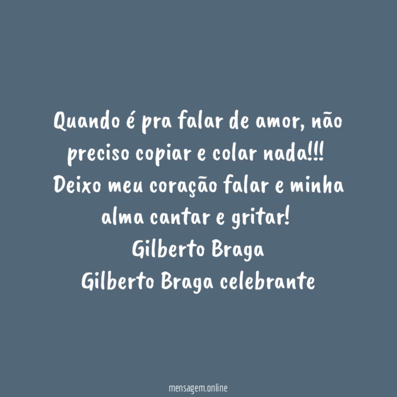 Quando é pra falar de amor