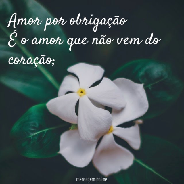 Amor por obrigação É o amor que não vem