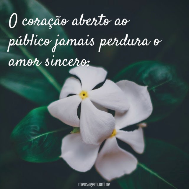 O coração aberto ao público jamais perdura o amor sincero