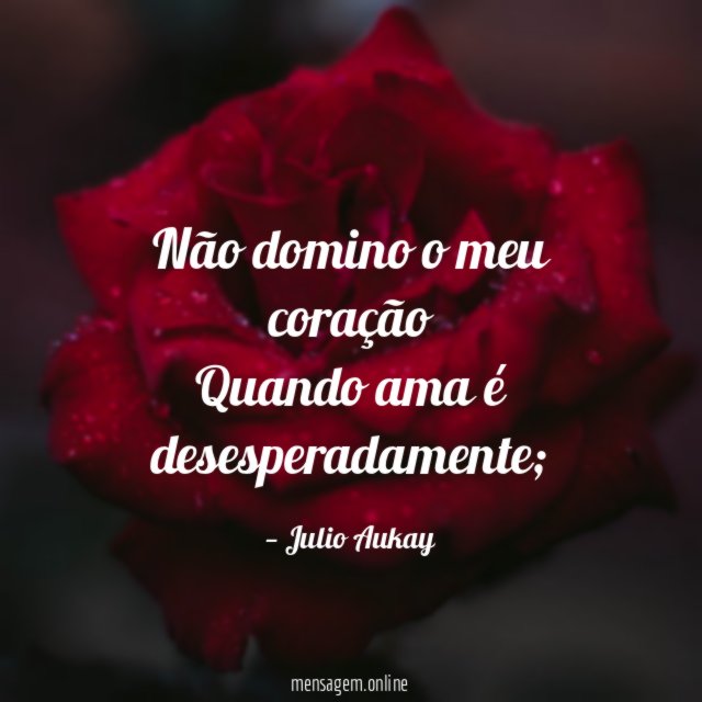 Não domino o meu coração Quando ama é desesperadamente