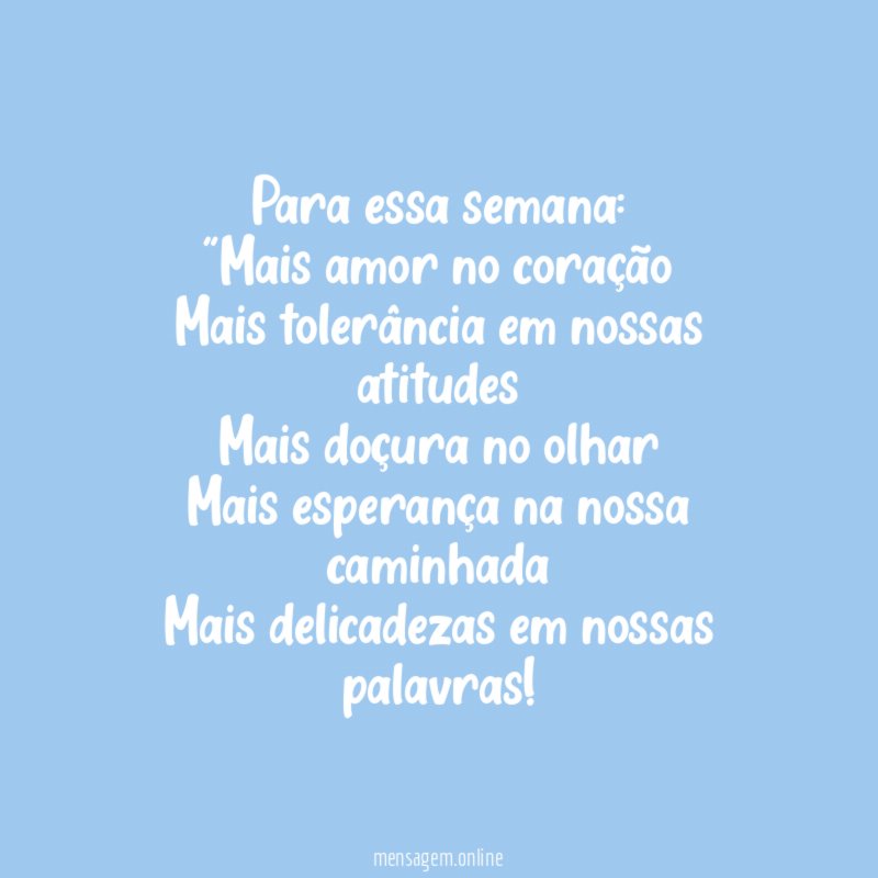 Para essa semana