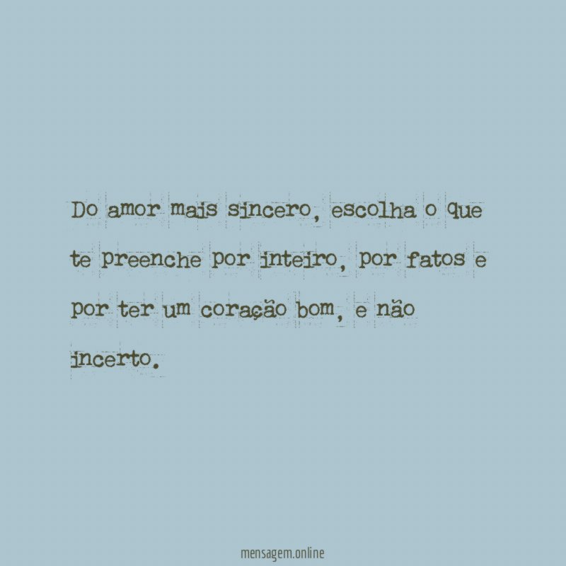 Do amor mais sincero