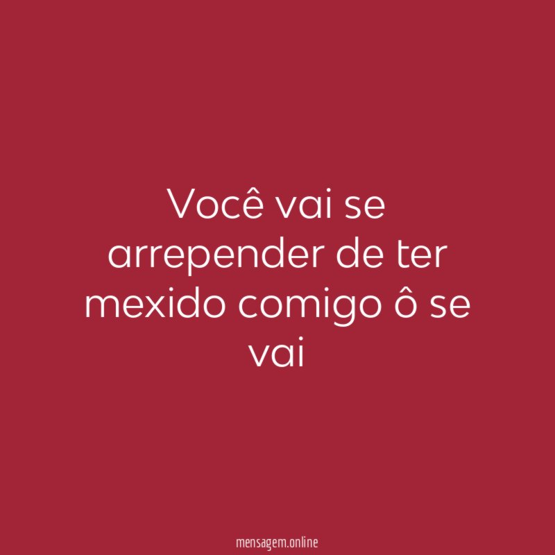 Você vai se arrepender de ter mexido comigo ô se vai"