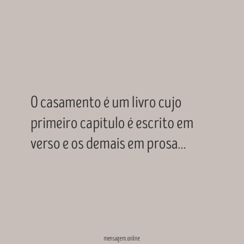 O casamento é um livro cujo primeiro capítulo