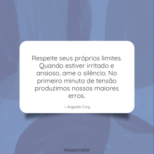 Respeite seus próprios limites