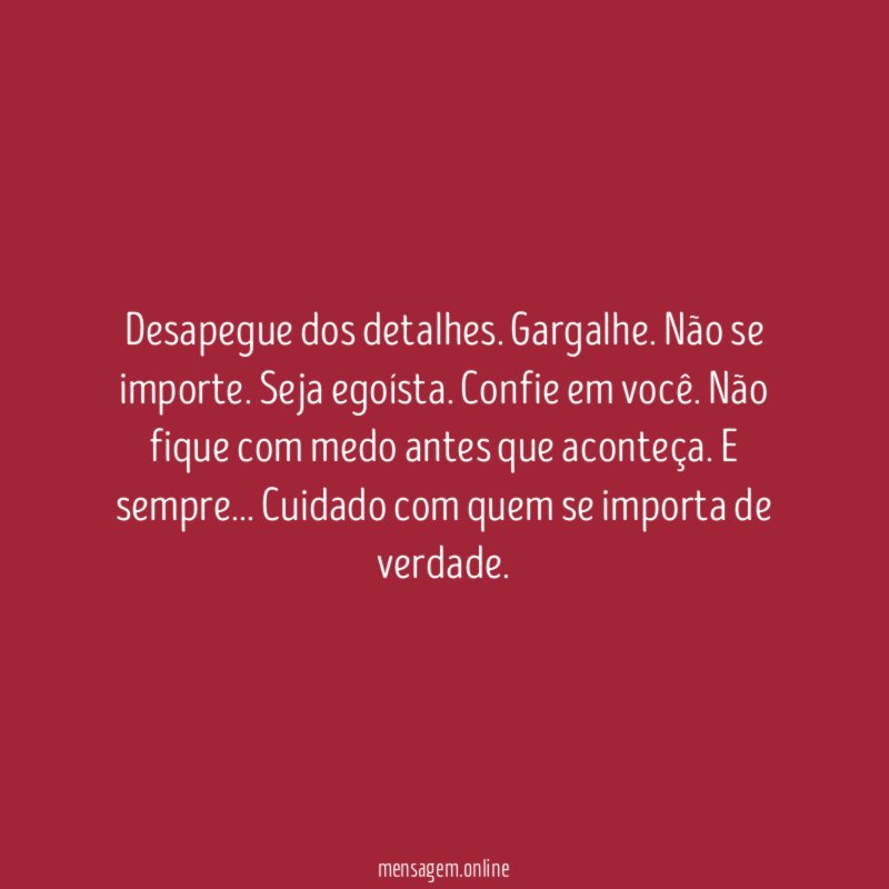 Desapegue dos detalhes