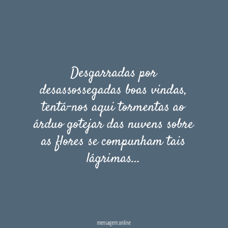 Desgarradas por desassossegadas boas vindas