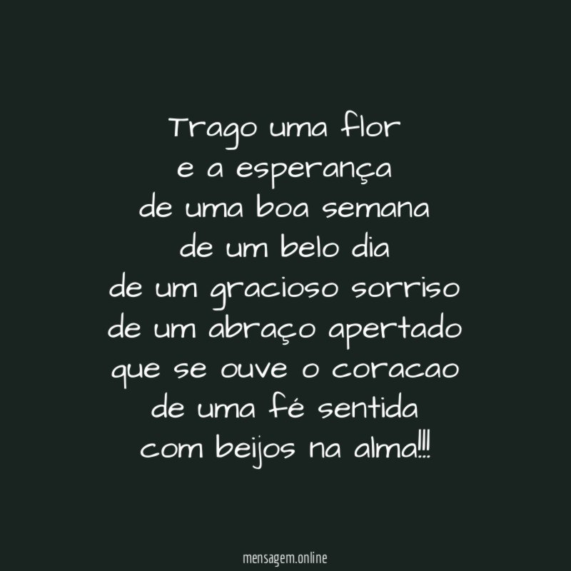 trago uma flor e a esperança de uma boa semana de
