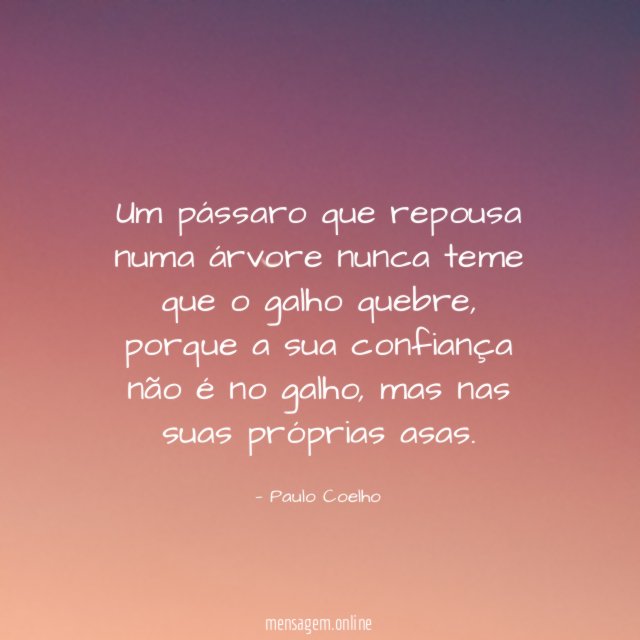 Um pássaro que repousa numa árvore nunca teme