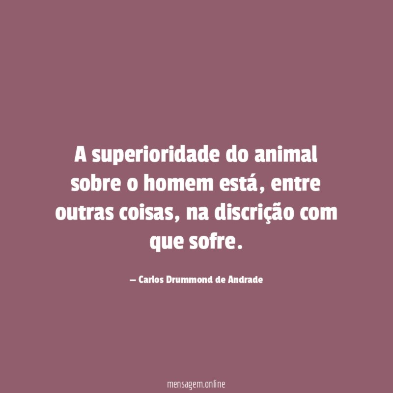 A superioridade do animal sobre o homem está